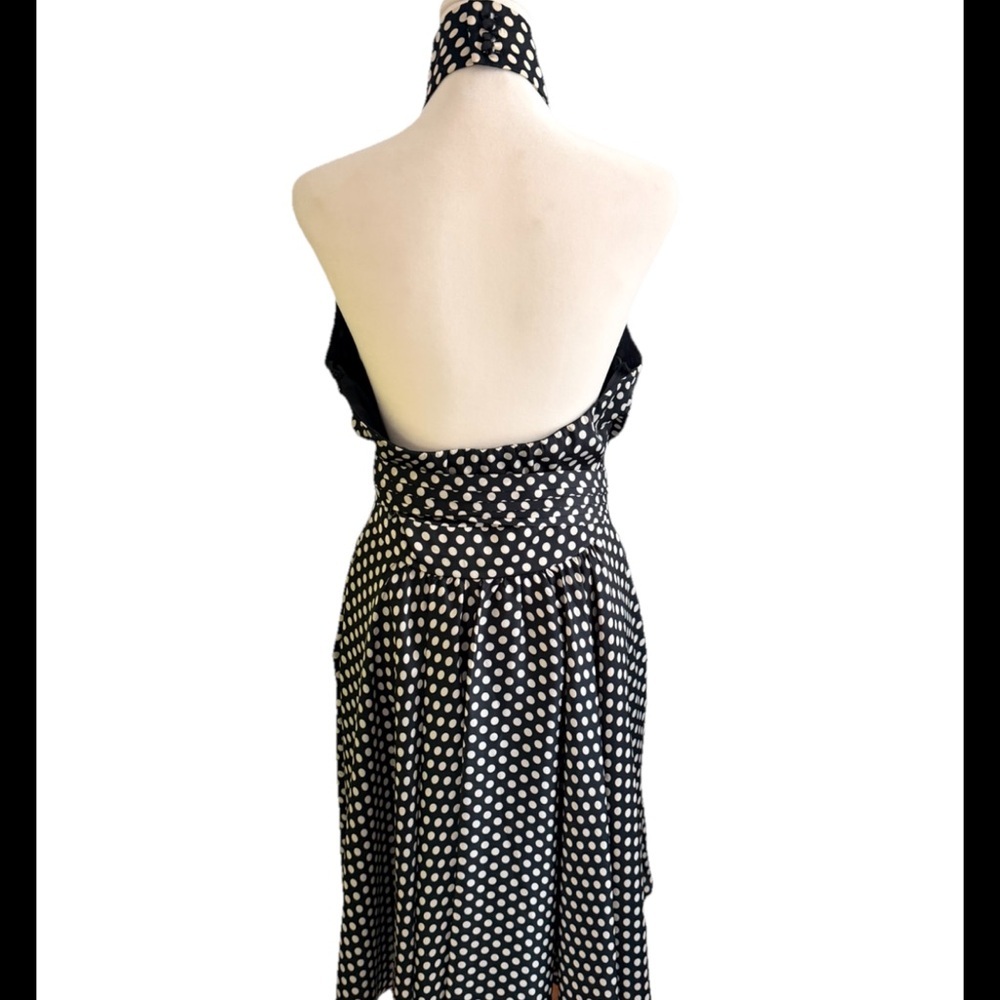MNG (Mango) VINTAGE Black & White Polka Dot Halter Swing Dress US Sz 8 ADORABLE! - Picture 2 of 12